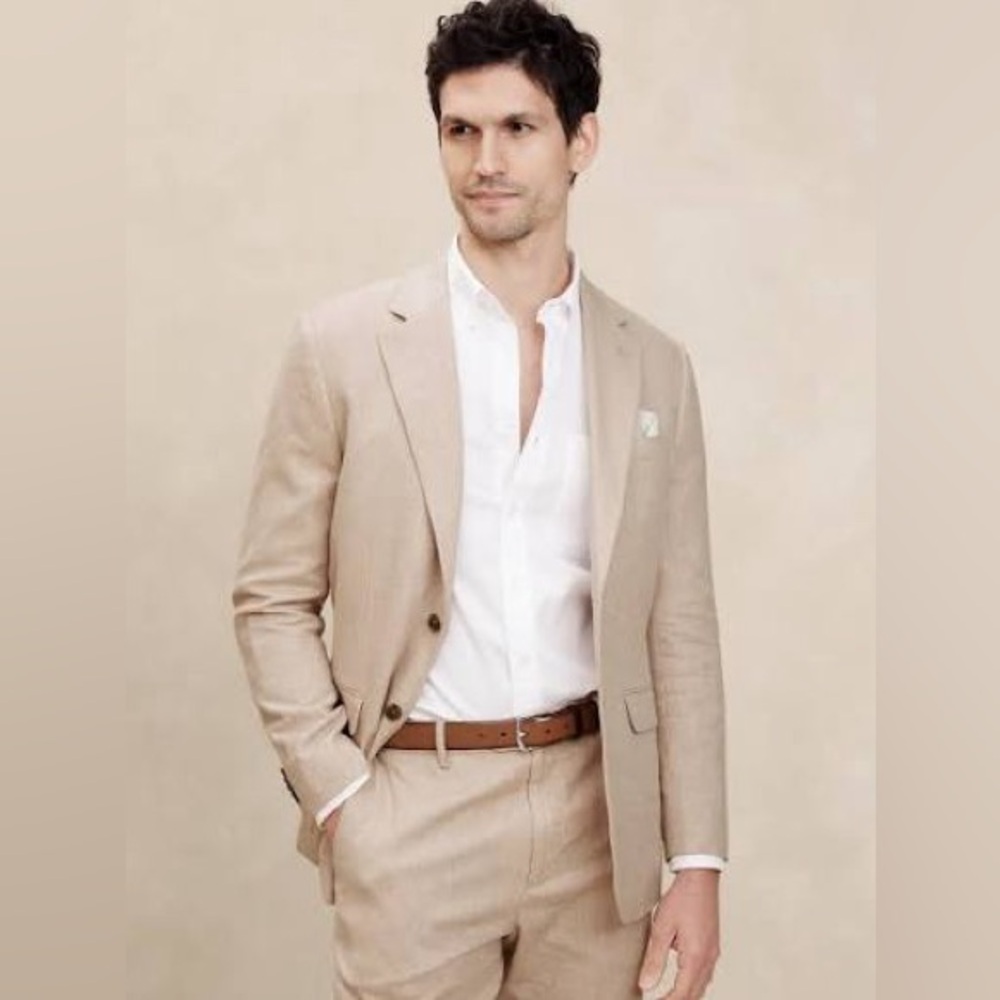 Tailored-Fit Linen-Cotton Blend Suit Jacket